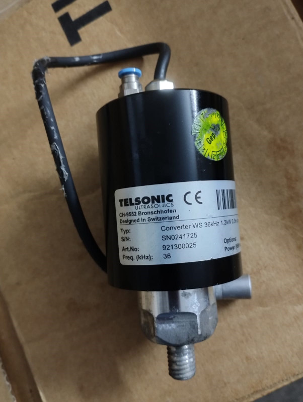 Telsonic Ultrasonics Converter WS 36kHz 1.2kW, CH-9552, 921300025, SN0241725 | Brand New |