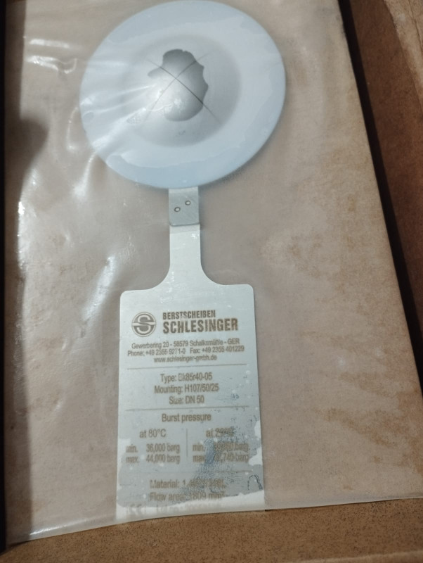 Schlesinger GmbH Bursting Disc BK85r40-05 | Brand New |