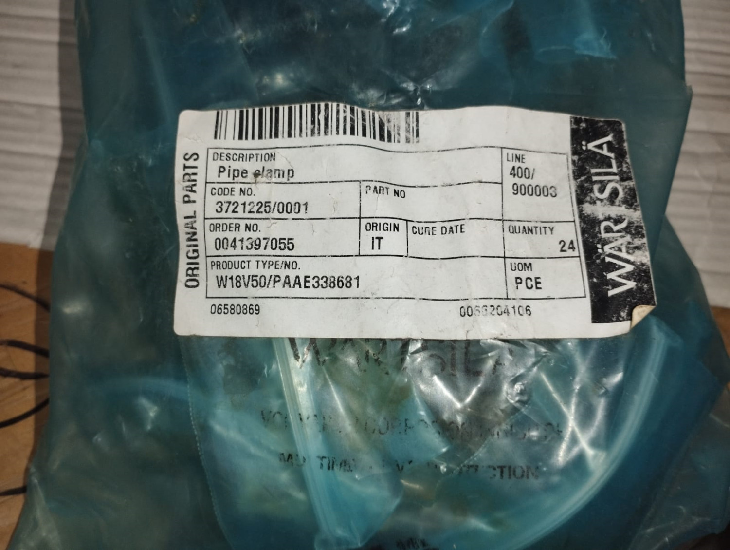 Wartsila Pipe Clamp W18V50/PAAE338681, 3721225 | Brand New |